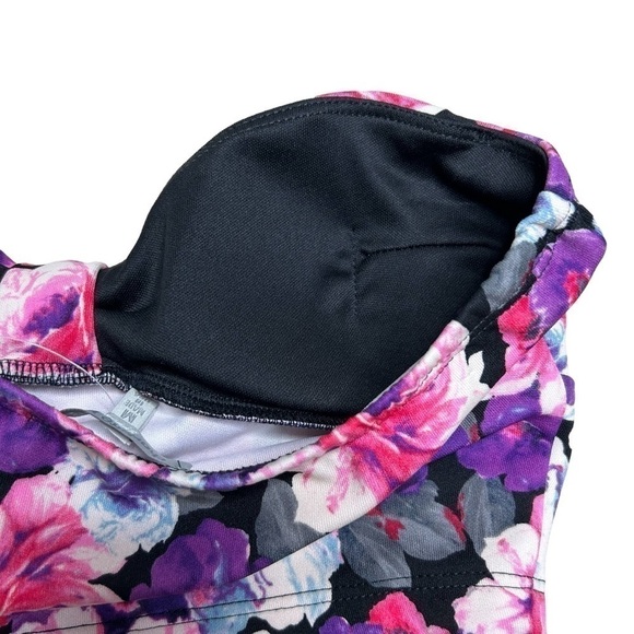 2/$30 Charlotte Russe Pink Purple Floral Straples Bow Mini Crop Top Bralette M - Picture 11 of 11